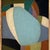 Mid-Century Modern Contemporary Colorblock Oil Painting in Vintage Painted Frame For Sale - Image 3 of 6