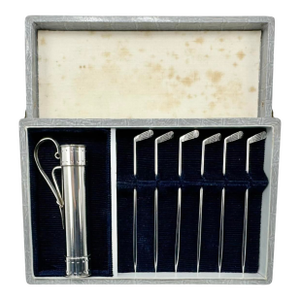 Vintage Sterling Silver Golf Club Cocktail Pick Hors d'Oeuvres Set