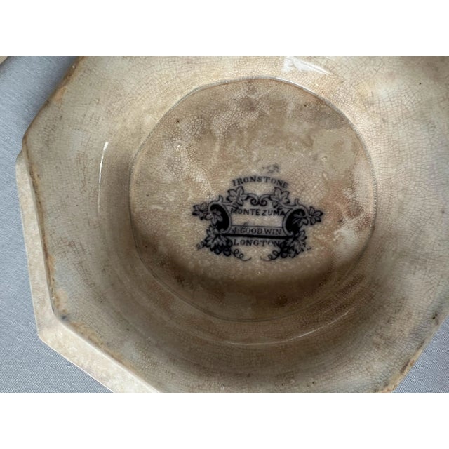 Black 1841 Antique J. Goodwin Longton Montezuma Black Ironstone Octangle Bowl For Sale - Image 8 of 8