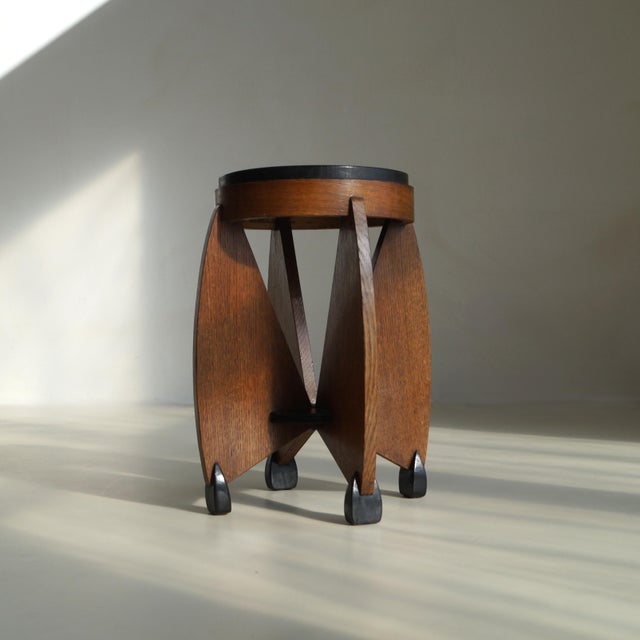 Dutch Art Deco Curvy Amsterdam School Accent Table by J.J. Zijfers, 1920s For Sale - Image 9 of 18