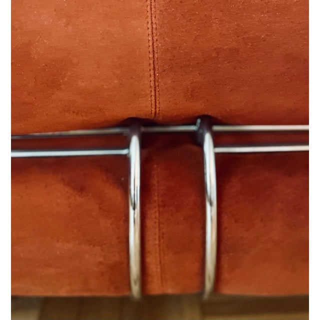 Burnt Orange "Soriana" 1970's Signed Rare Three Seater Sofa by Afra & Tobia Scarpa in Original Burnt Orange Suede for Cassina, Marked For Sale - Image 8 of 12