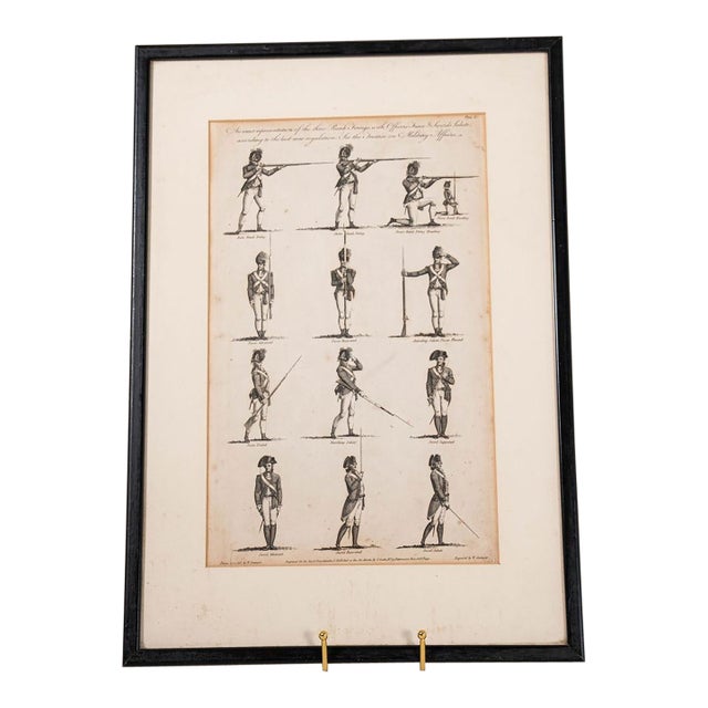 Antique English Black + White Military Engraving For Sale
