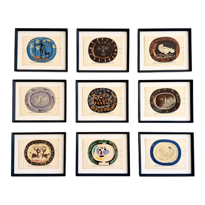 Suite of Nine Tipped-in Color Lithographs From Céramiques De Picasso ...