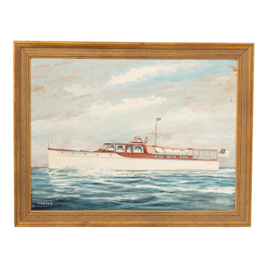 "Karina" Motor Yacht C1950s Gouache by John Austin Taylor (1918-2001)