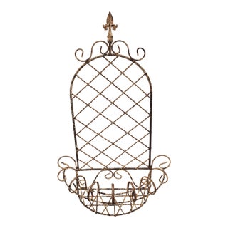 Early 20th Century Boho Partial Rusted Iron Hanging Planter Jardiniere For Sale