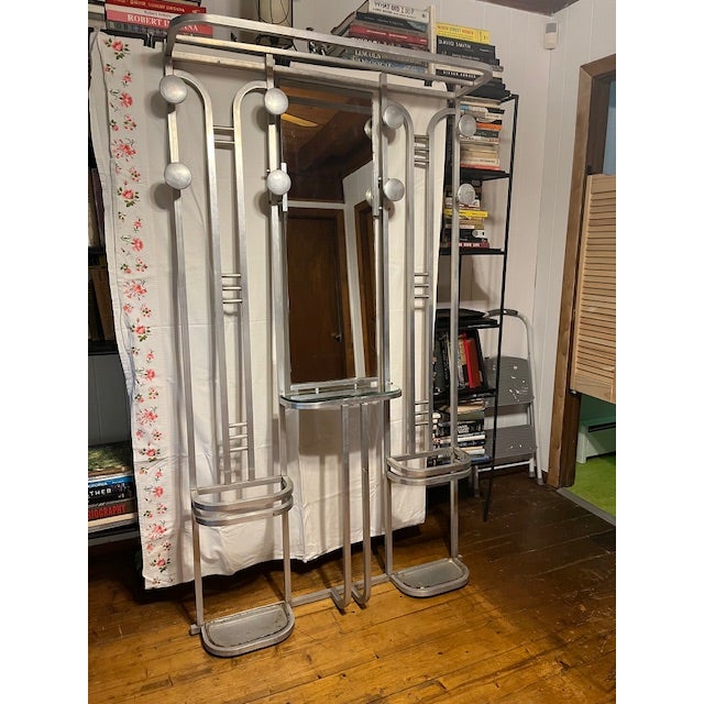 Metal 1930s French Art Deco Moderne Aluminum Hall Tree With Mirrors For Sale - Image 7 of 7