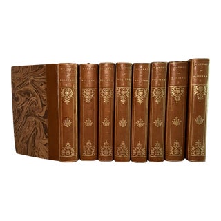 Antique French Charles Louandre’s “Oeuvres De Moliere” Leather Books Set of 8 For Sale