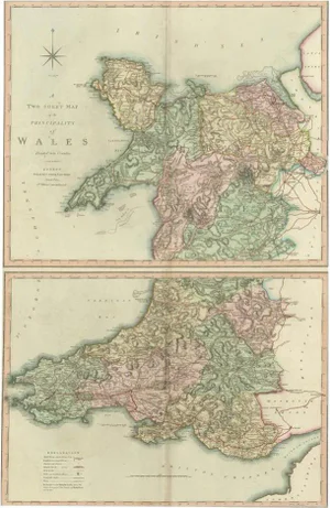 Two Sheet Map of the Principality of Wales Divided Into Counties, 1804, Set of 2