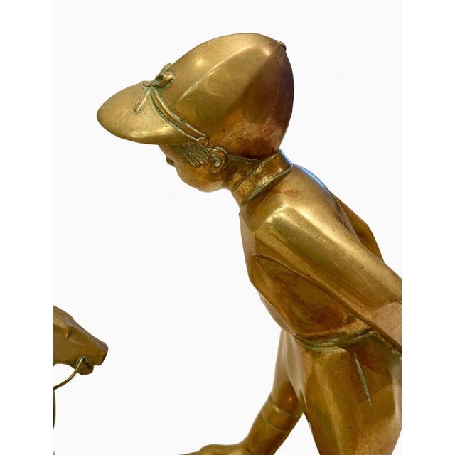 Metal Child Playing with His Wooden Horse in Bronze by Paul Marec For Sale - Image 7 of 11