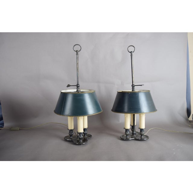 French Bouillotte Lamps in Silvered Metal, 1940s, Set of 2 For Sale - Image 9 of 18