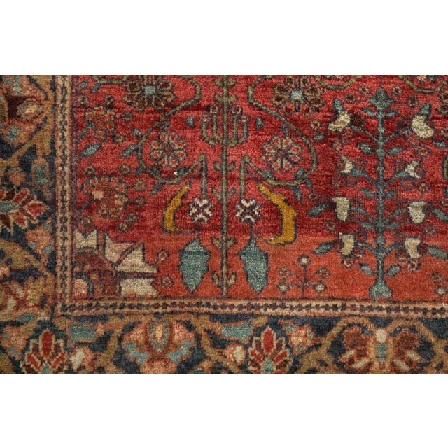 Brick Red Vintage Farahan Sarouk Square Rug Mat - 2'6" x 2'7" For Sale - Image 8 of 9