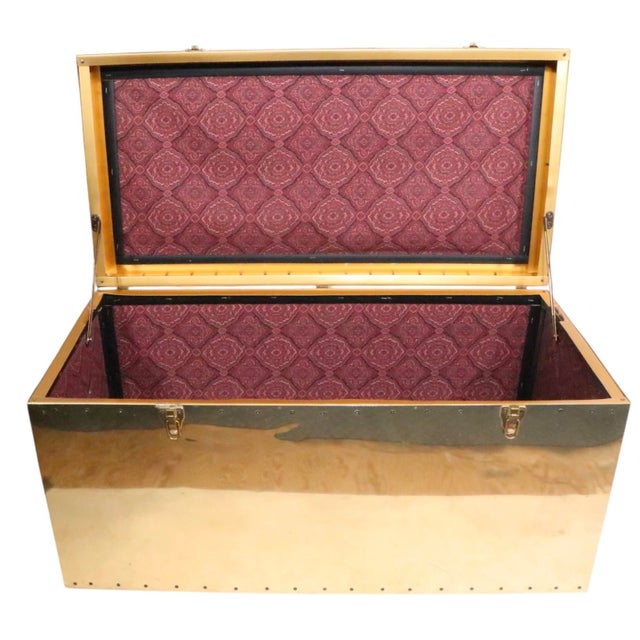 Vintage Brass Trunk Att. To Dresher After Sarreid C. 1970's For Sale - Image 11 of 15