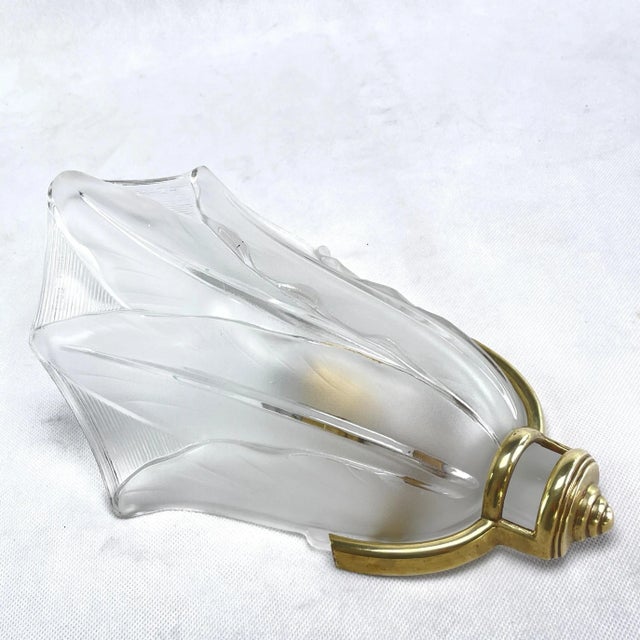 Art Deco Bronze & Glass Wall Lamp by Ezan, France, 1940s For Sale - Image 4 of 9