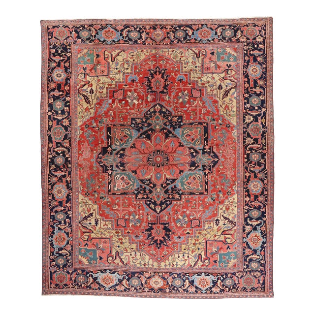 Late 19th Century Persian Heriz Rug, 13'00 X 15'07 For Sale