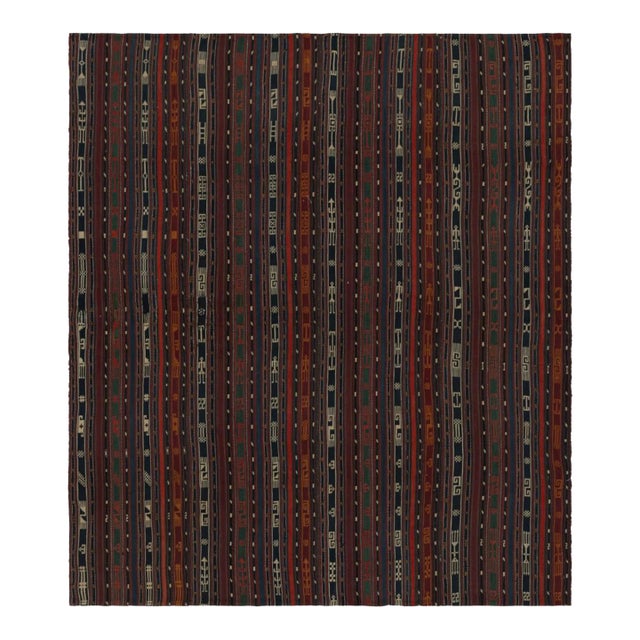 1950s Vintage Shahsavan Tribal Persian Kilim Rug With Stripes For Sale