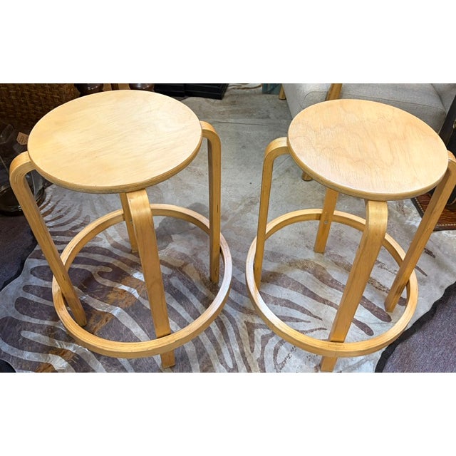 Alvar Aalto Alvar Aalto for Artek Style Bentwood Stools, a Pair For Sale - Image 4 of 6
