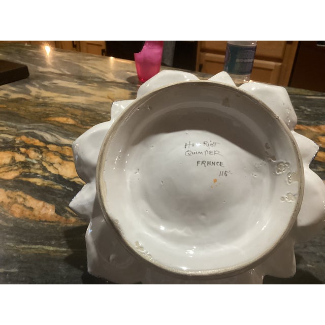 Navy Blue Late 20th Century Henri Quimper Oyster Serving Platter For Sale - Image 8 of 8