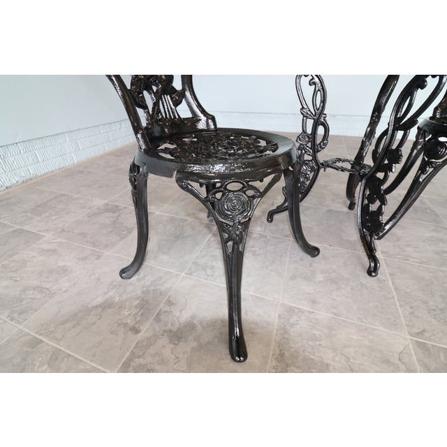 American Cast Iron Rose Garden Bistro Set, Mid-20th Century For Sale - Image 14 of 16