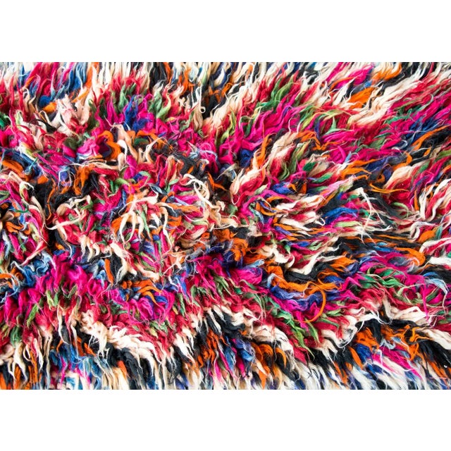 Hot Pink Mid 20th Century Vintage Persian Tulu Rug For Sale - Image 8 of 13