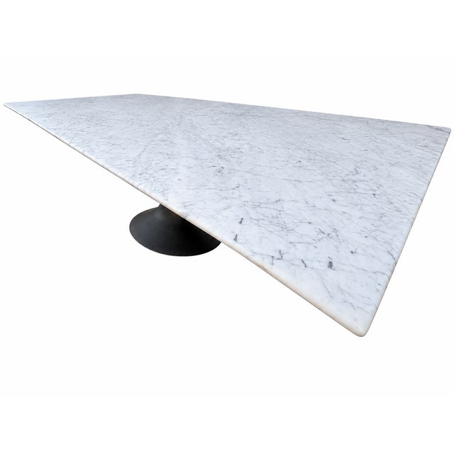 RH Aero Stone Rectangular Dining Table – 120" | Italian Carrara Marble Top | Cast Iron Pedestal Base Italian Carrara...