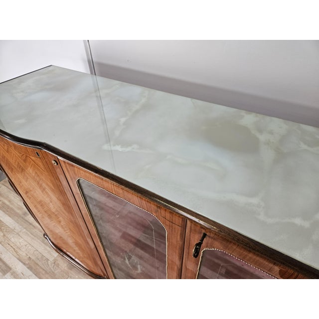 Vintage Walnut Display Cabinet with Glass Doors and Shaped Glass Top, 1960 For Sale - Image 6 of 18