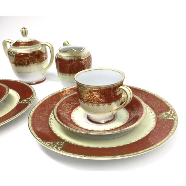 Terra Cotta Vintage Ishihara 8 Piece Porcelain Tea Set Occupied Japan For Sale - Image 8 of 13
