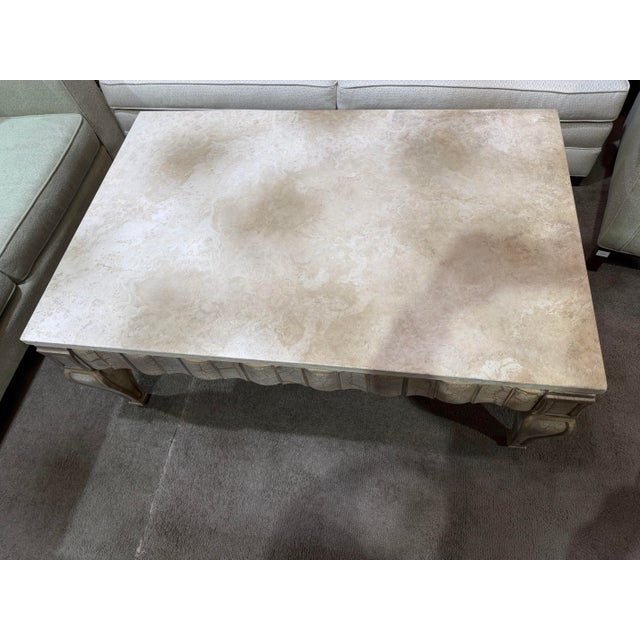 Bernhardt Bernhardt Lightwood Crackle Finish and Marble Top Coffee Table For Sale - Image 4 of 4