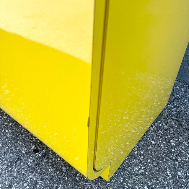 1980s Postmodern Yellow Gloss Laminate Waterfall Dresser For Sale - Image 5 of 11