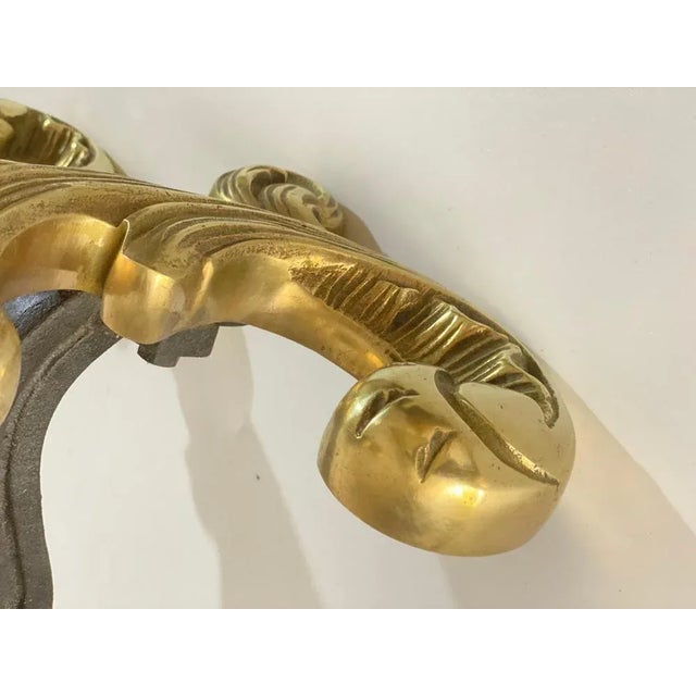 19th Century Black and Gold Color Steel and Bronze Andirons, France For Sale - Image 5 of 10