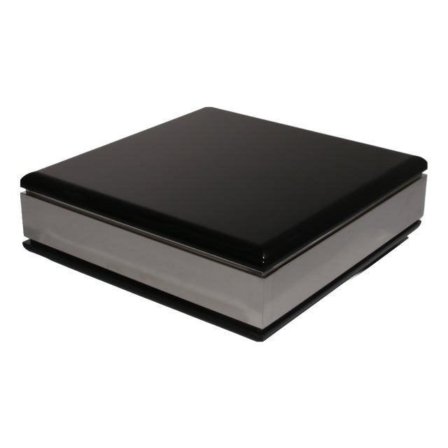 Square Black Coffee Table with Mirrored Glass, 1970 For Sale