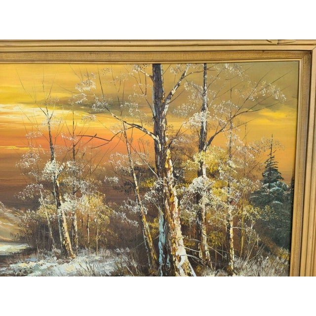 Vintage Large 48" Original Signed G Whitman Landscape Oil Painting For Sale - Image 4 of 13