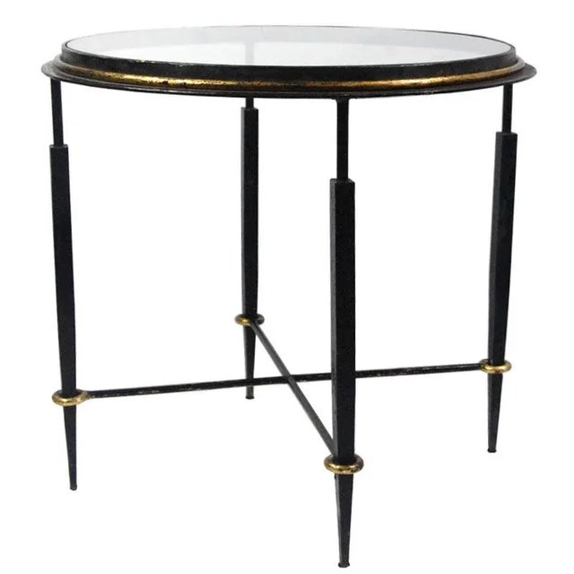 Antique French Metal and Glass Side Table, 1920s For Sale - Image 4 of 9