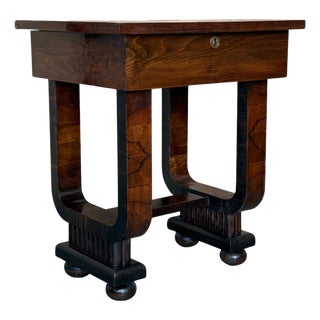 Mid 20th Century Art Deco Sewing Stand Work or Side table Table with Black Ebonized details For Sale