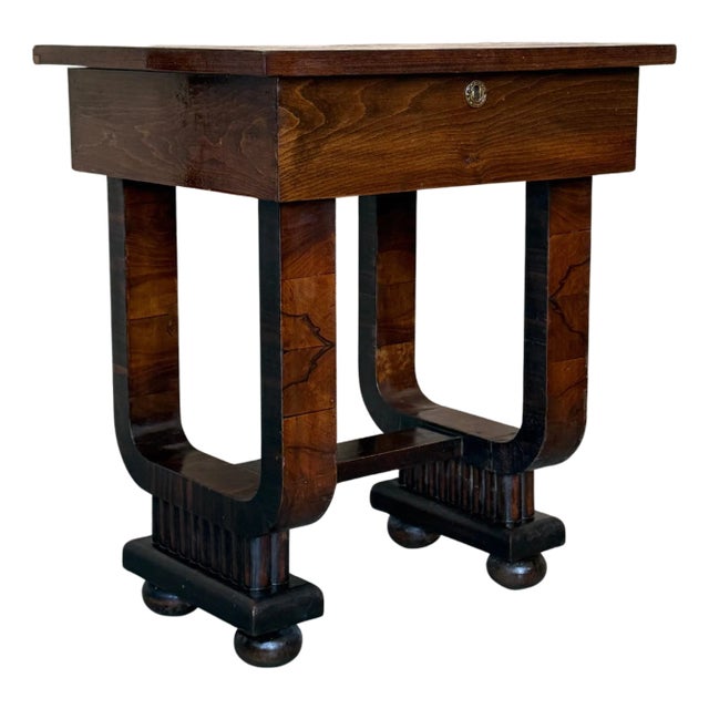 Mid 20th Century Art Deco Sewing Stand Work or Side table Table with Black Ebonized details For Sale