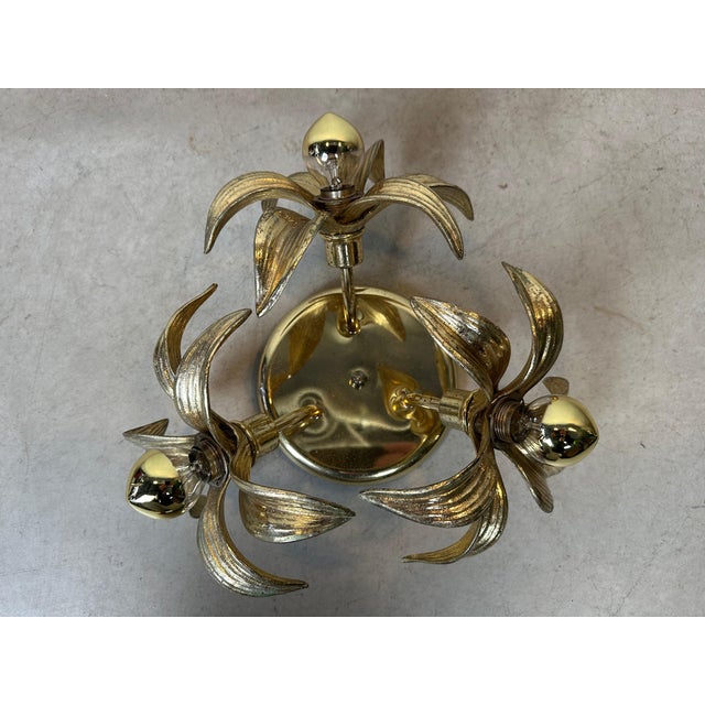 Metal Vintage Hollywood Regency Flower Ceiling Lamp, 1970s For Sale - Image 7 of 9