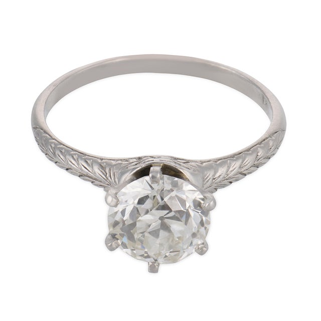 Art Deco 1920s Art Deco Gia 1.75 Carat Old European Cut Diamond Platinum Ring, Size 7.25 For Sale - Image 3 of 6