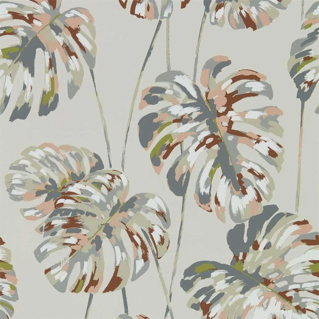 Harlequin Kelapa Wallpaper in Charcoal/Blush For Sale