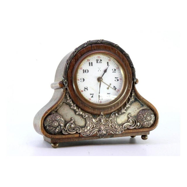 Wooden Alarm Clock with Silver Applications For Sale - Image 6 of 8