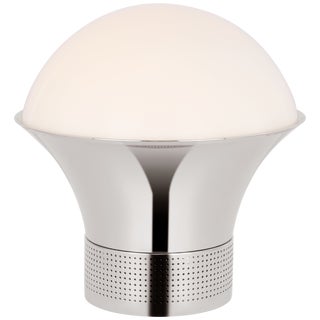 Kelly Wearstler by Visual Comfort Signature Precision Accent Table Lantern in Polished Nickel with White Glass For Sale