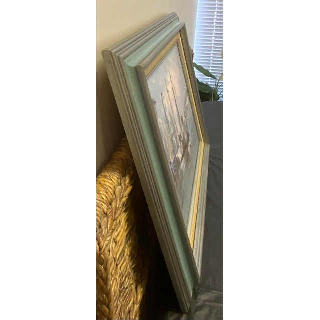 Misty Harbor With Sailboats and Lighthouse Signed Original Vintage Oil Painting by K. Basset For Sale In West Palm - Image 6 of 6