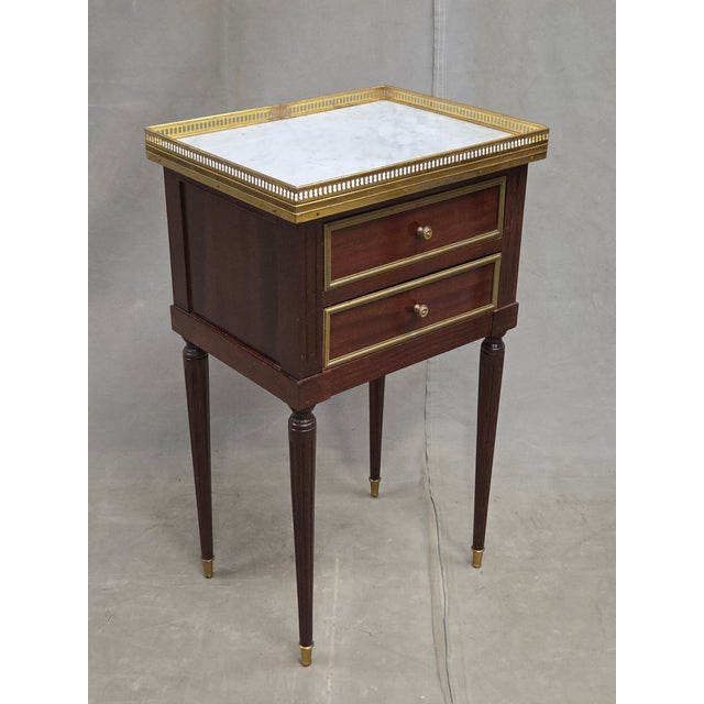 Vintage Mahogany and Marble Spanish Nightstands With Brass Ormolu - A Pair For Sale - Image 4 of 17
