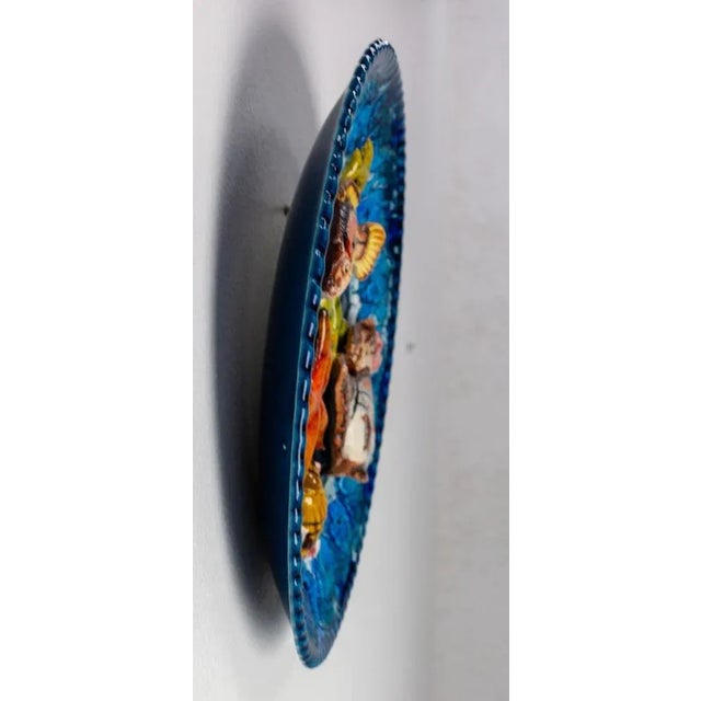 Mid-Century Barbotine Hand Painted Seafood Faience Plate, France For Sale - Image 5 of 6