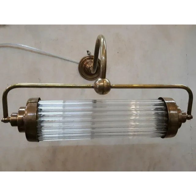 Art Deco Vintage Art Deco Skyscraper Wall Sconce in Brass & Glas For Sale - Image 3 of 5