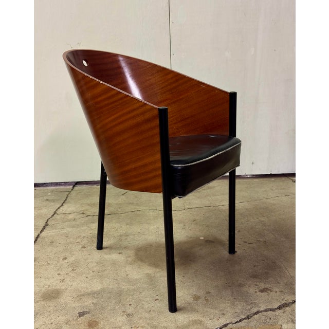 Great set of four Philippe Starck "Costes" dining chairs with armrests, 1982, project Aleph version, labeled. Featured...