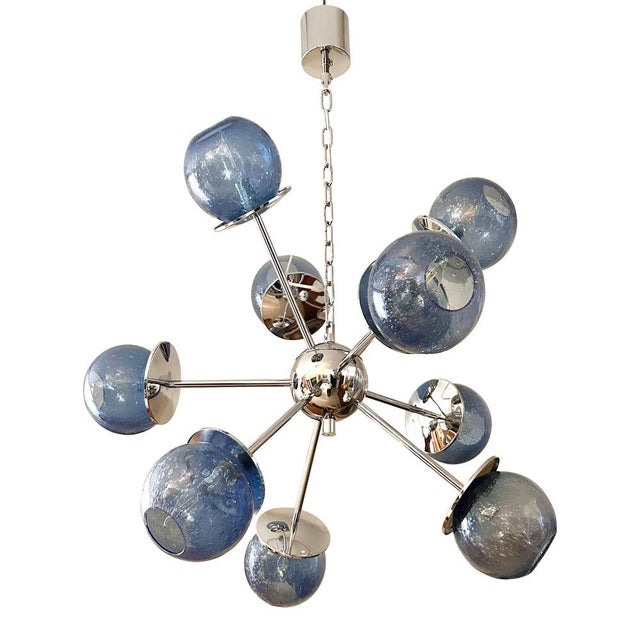 Sputnik Pulegoso Blue Murano Glass Chandelier by Simoeng, in Exhibition Piece conditions. Designed from 2000 Up to 250V...