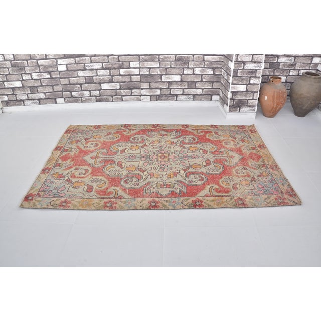 Handmade wool carpet in Turkish Anatolia , Vintage Oushak Rug,Turkish Vintage Anatolian Rug, Handmade wool Rug . One Of...