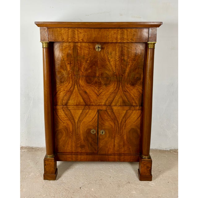 Large French Empire Walnut Secretaire, 1920 For Sale - Image 4 of 18