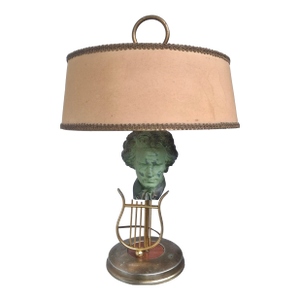 1940s French Regency Gilt and Patinated Beethoven Bust Table Lamp/ Buillotte Style Maison Charles