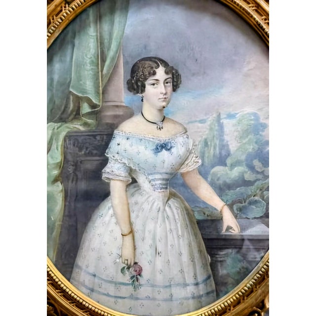 An exceptionally refined watercolor portrait of a young lady by the distinguished Austrian painter Eduard Ender, one of...