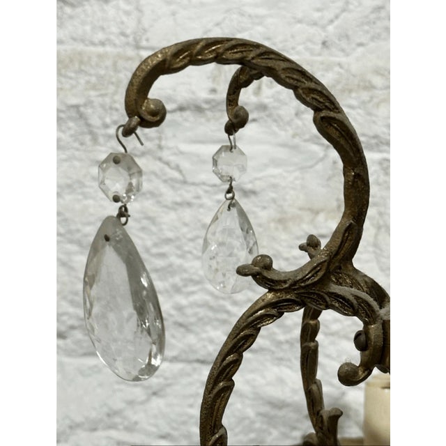 Spanish Revival Vintage Spanish Revival Style Bronze & Crystal 10 Light Weird Chandelier For Sale - Image 3 of 8
